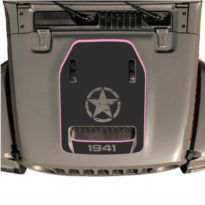 Hood Panel Decal/Sticker - 1941 Center Star with Border Graphic Decal Graphic Kit - For Jeep JL JLU 392 2018 - Premium Vinyl