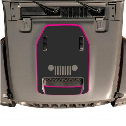Hood Panel Decal/Sticker - Center Grill with Border Graphic Decal Graphic Kit - For Jeep JL JLU 392 2018 - Premium Vinyl