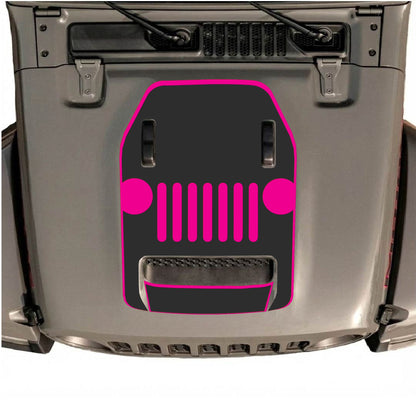 Hood Panel Decal/Sticker - Full Center Grill with Border Graphic Decal Graphic Kit - For Jeep JL JLU 392 2018 - Premium Vinyl