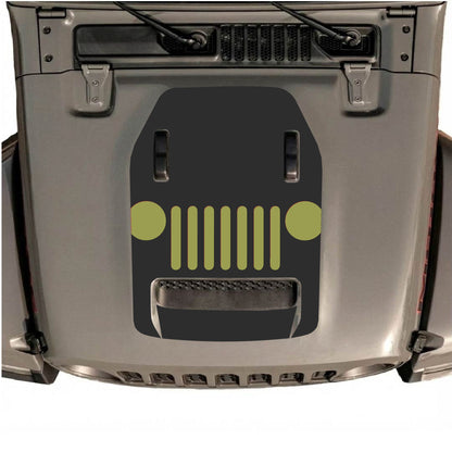 Hood Panel Decal/Sticker - Full Center Grill Graphic Decal Graphic Kit - For Jeep JL JLU 392 2018 - Premium Vinyl