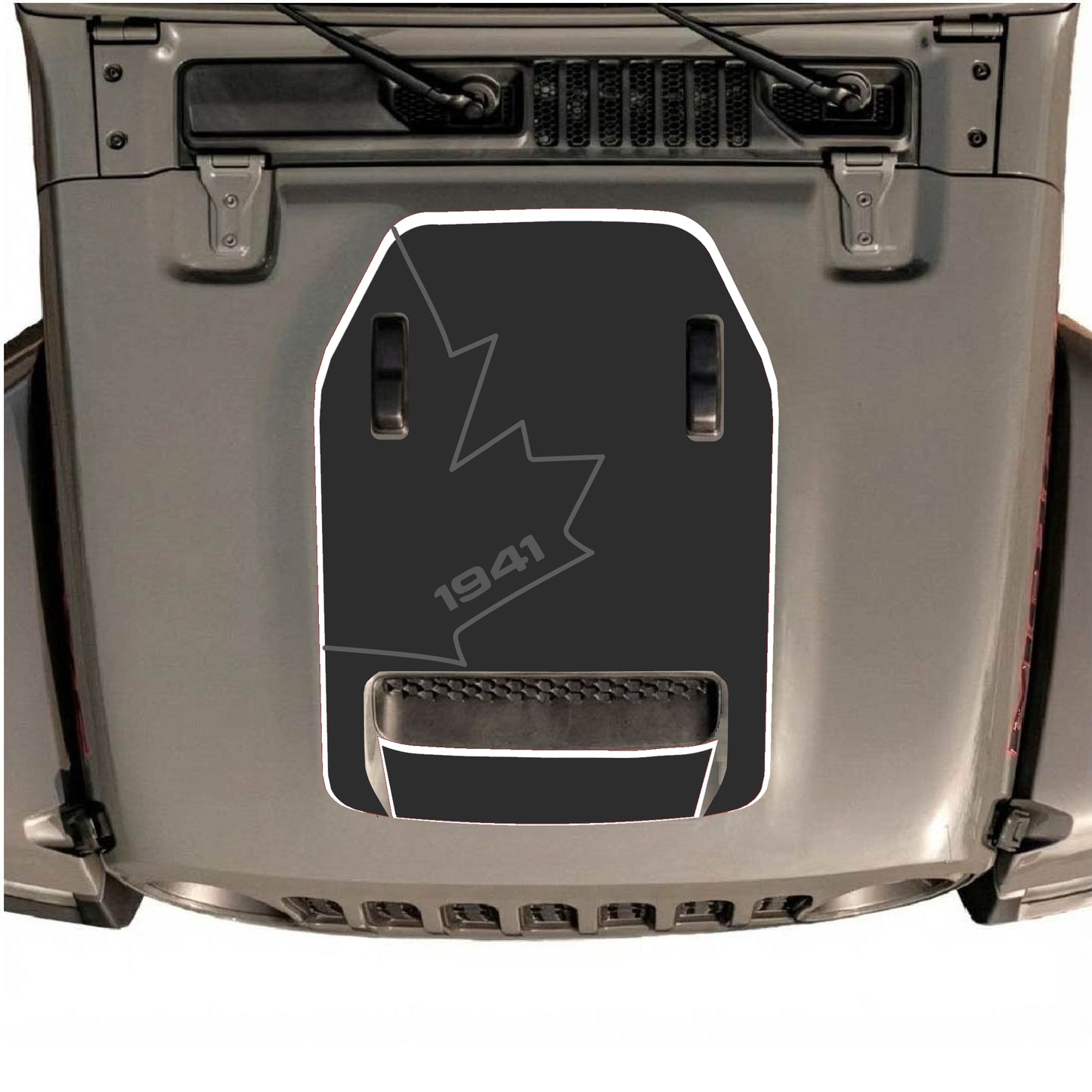 Hood Panel Decal/Sticker - 1941 Canada Full Leaf with Border Graphic Decal Graphic Kit - For Jeep JL JLU 392 2018 - Premium Vinyl