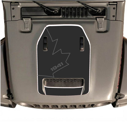 Hood Panel Decal/Sticker - 1941 Canada Full Leaf with Border Graphic Decal Graphic Kit - For Jeep JL JLU 392 2018 - Premium Vinyl