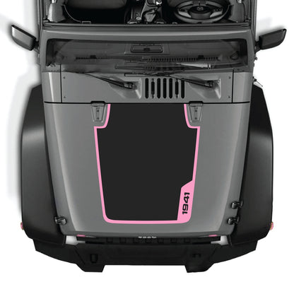 Right side hood decal with 1941 border graphic kit for Jeep Wrangler JK JKU 2007-2018, made of premium vinyl by CarCode.
