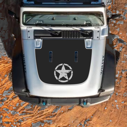 Hood Panel Decal/Sticker - Full Star with Border Graphic Decal Graphic Kit - For Jeep JL JLU Sahara 2018-2025 - Premium Vinyl