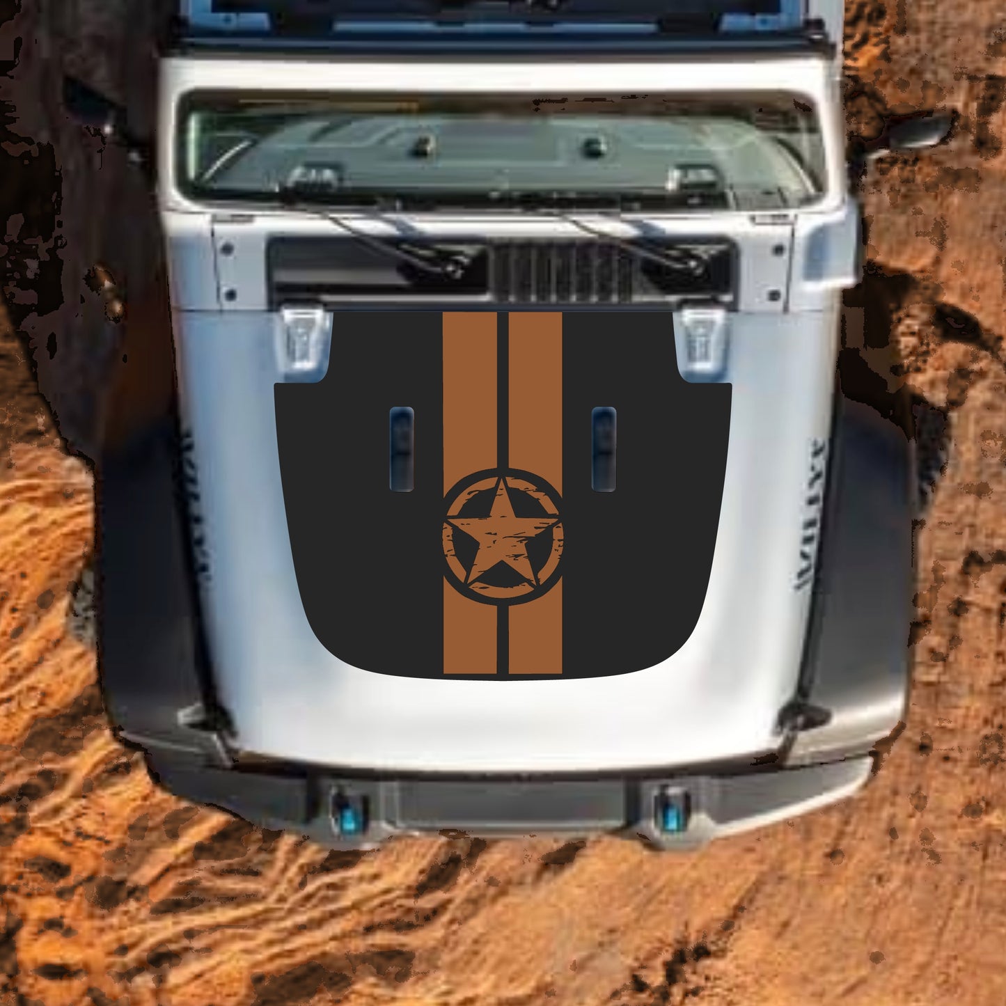Hood Panel Decal/Sticker - Star and Stripes Graphic Decal Graphic Kit - For Jeep JL JLU Sahara 2018-2025 - Premium Vinyl