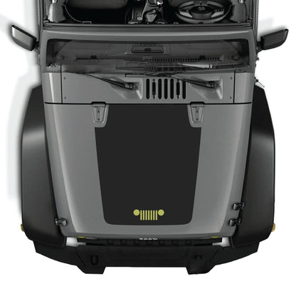 CarCode Jeep Wrangler JK JKU hood decal graphic kit with premium vinyl, featuring a stylish grill design for 2007-2018 models.