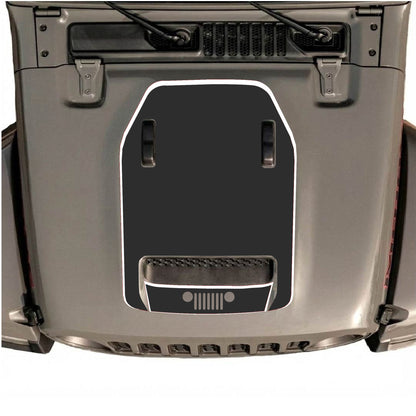 Hood Panel Decal/Sticker - Bottom Grill with Border Graphic Decal Graphic Kit - For Jeep JL JLU 392 2018 - Premium Vinyl