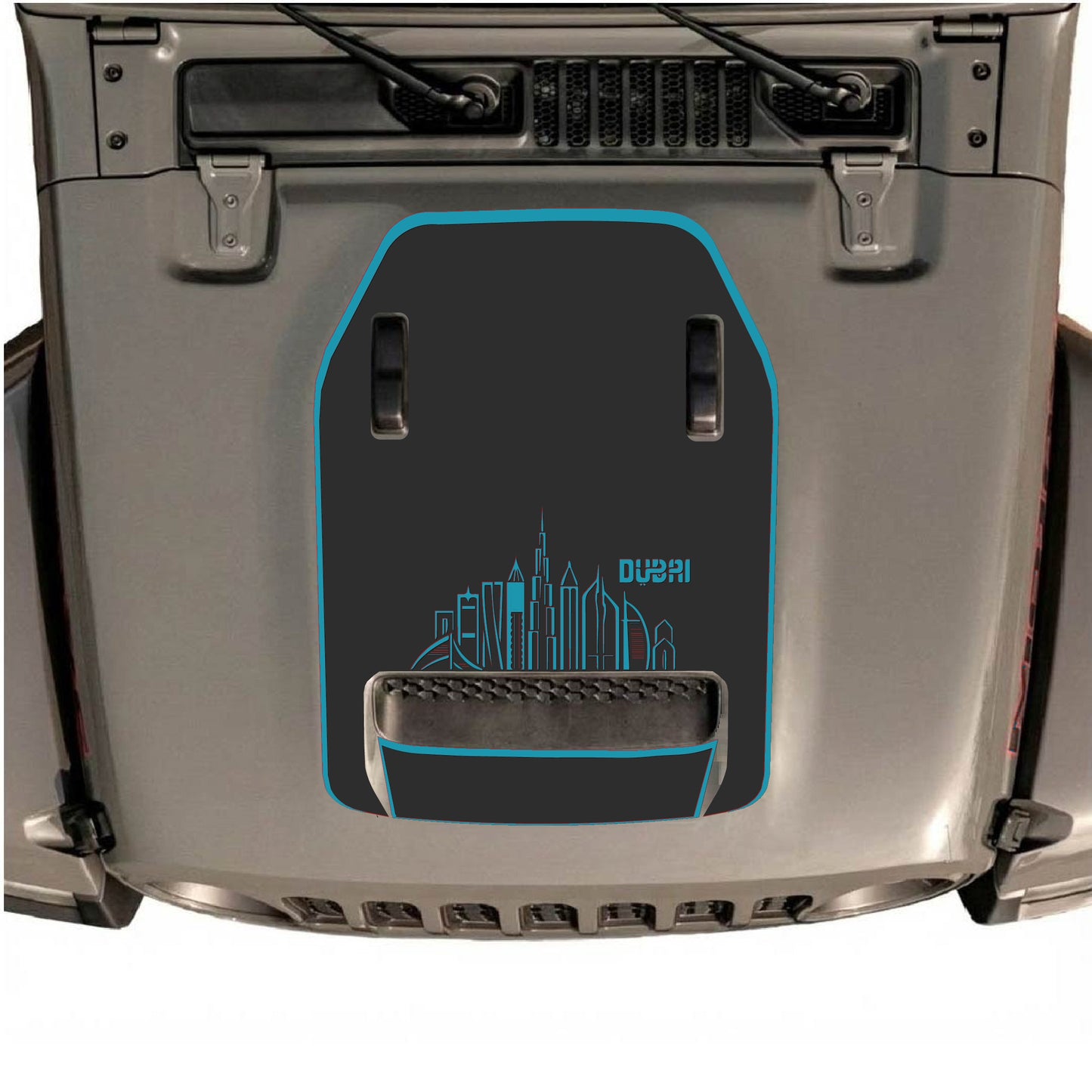 Hood Panel Decal/Sticker - Dubai Style with Border Graphic Decal Graphic Kit - For Jeep JL JLU 392 2018 - Premium Vinyl