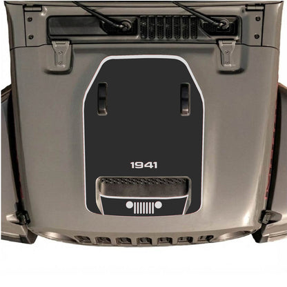 Hood Panel Decal/Sticker - 1941 Bottom Grill with Border Graphic Decal Graphic Kit - For Jeep JL JLU 392 2018 - Premium Vinyl