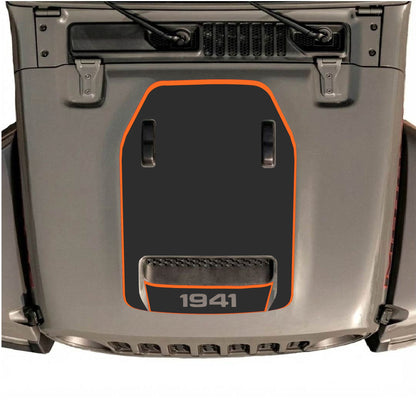 Hood Panel Decal/Sticker - Bottom Cut 1941 with Border Graphic Decal Graphic Kit - For Jeep JL JLU 392 2018 - Premium Vinyl