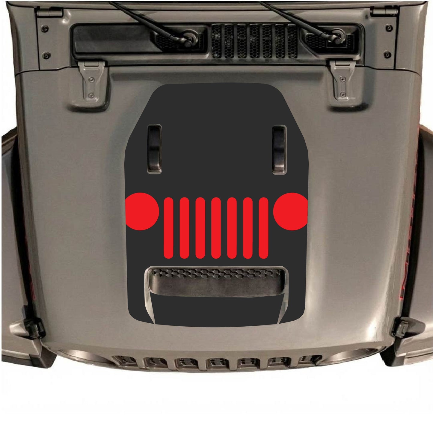 Hood Panel Decal/Sticker - Full Center Grill Graphic Decal Graphic Kit - For Jeep JL JLU 392 2018 - Premium Vinyl