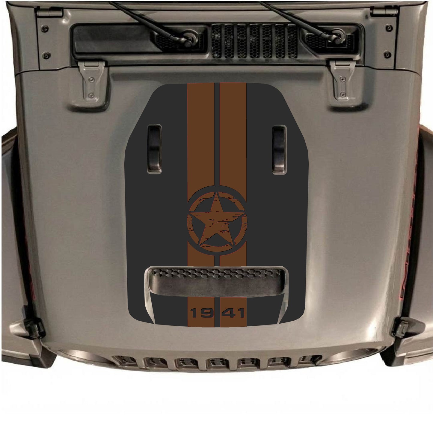 Hood Panel Decal/Sticker - 1941 Star & Stripes Graphic Decal Graphic Kit - For Jeep JL JLU 392 2018 - Premium Vinyl