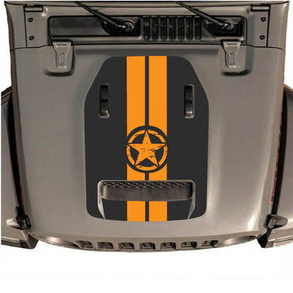 Hood Panel Decal/Sticker - Star and Stripes Graphic Decal Graphic Kit - For Jeep JL JLU 392 2018 - Premium Vinyl