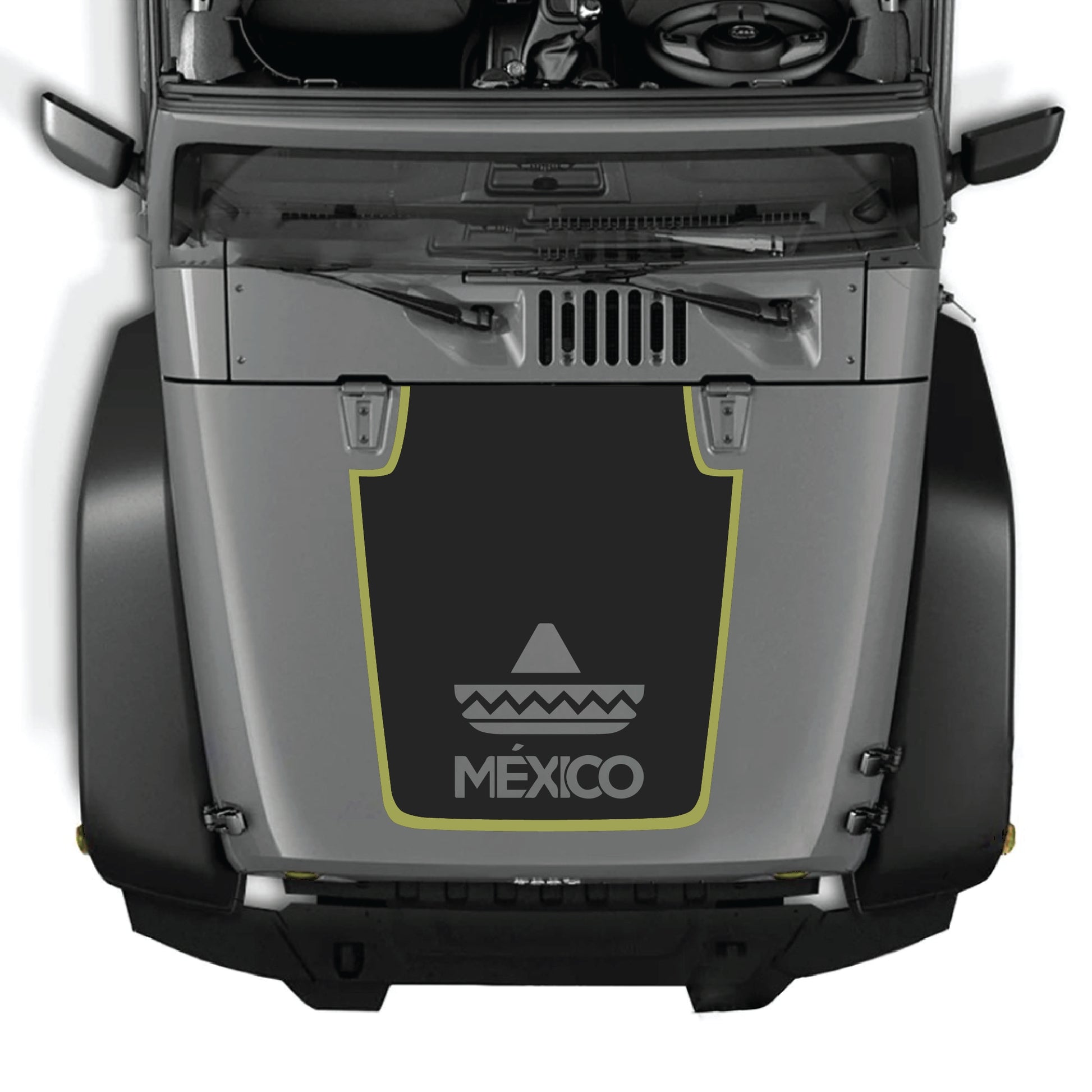 CarCode México kit gráfico de calcomanía para cofre en Jeep Wrangler JK JKU, con diseño vibrante en vinilo para modelos 2007-2018.