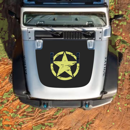 Hood Panel Decal/Sticker - Center Star Graphic Decal Graphic Kit - For Jeep JL JLU Sahara 2018-2025 - Premium Vinyl