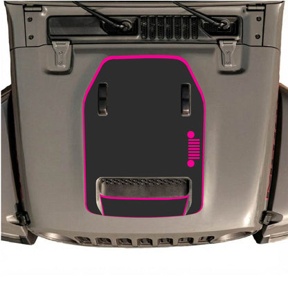 Hood Panel Decal/Sticker - Right Side Grill with Border Graphic Decal Graphic Kit - For Jeep JL JLU 392 2018 - Premium Vinyl
