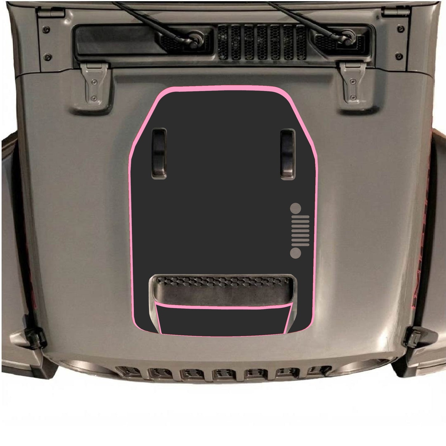 Hood Panel Decal/Sticker - Right Side Grill with Border Graphic Decal Graphic Kit - For Jeep JL JLU 392 2018 - Premium Vinyl