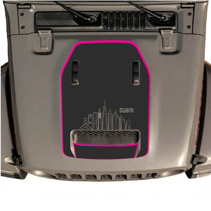 Hood Panel Decal/Sticker - Dubai Style with Border Graphic Decal Graphic Kit - For Jeep JL JLU 392 2018 - Premium Vinyl