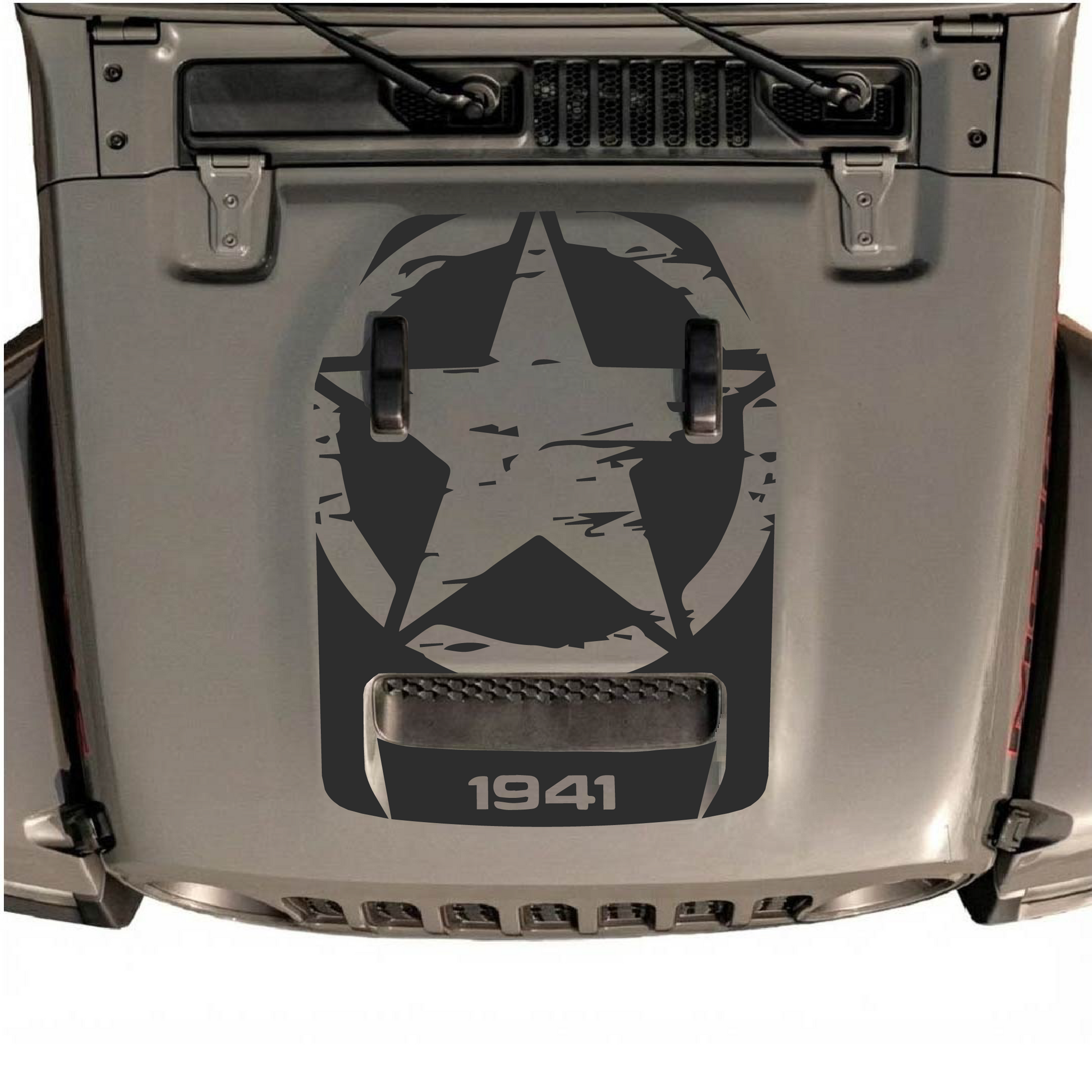 CarCode hood decal sticker for Jeep JL/JLU 2018+ made of premium vinyl, featuring stylish hood design for Jeep vehicles.