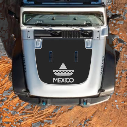 Hood Panel Decal/Sticker - Mexico with Border Graphic Decal Graphic Kit - For Jeep JL JLU Sahara 2018-2025 - Premium Vinyl