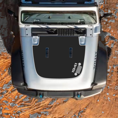 Hood Panel Decal/Sticker - Right Side 1941 Grill with Border Graphic Decal Graphic Kit - For Jeep JL JLU Sahara 2018-2025 - Premium Vinyl