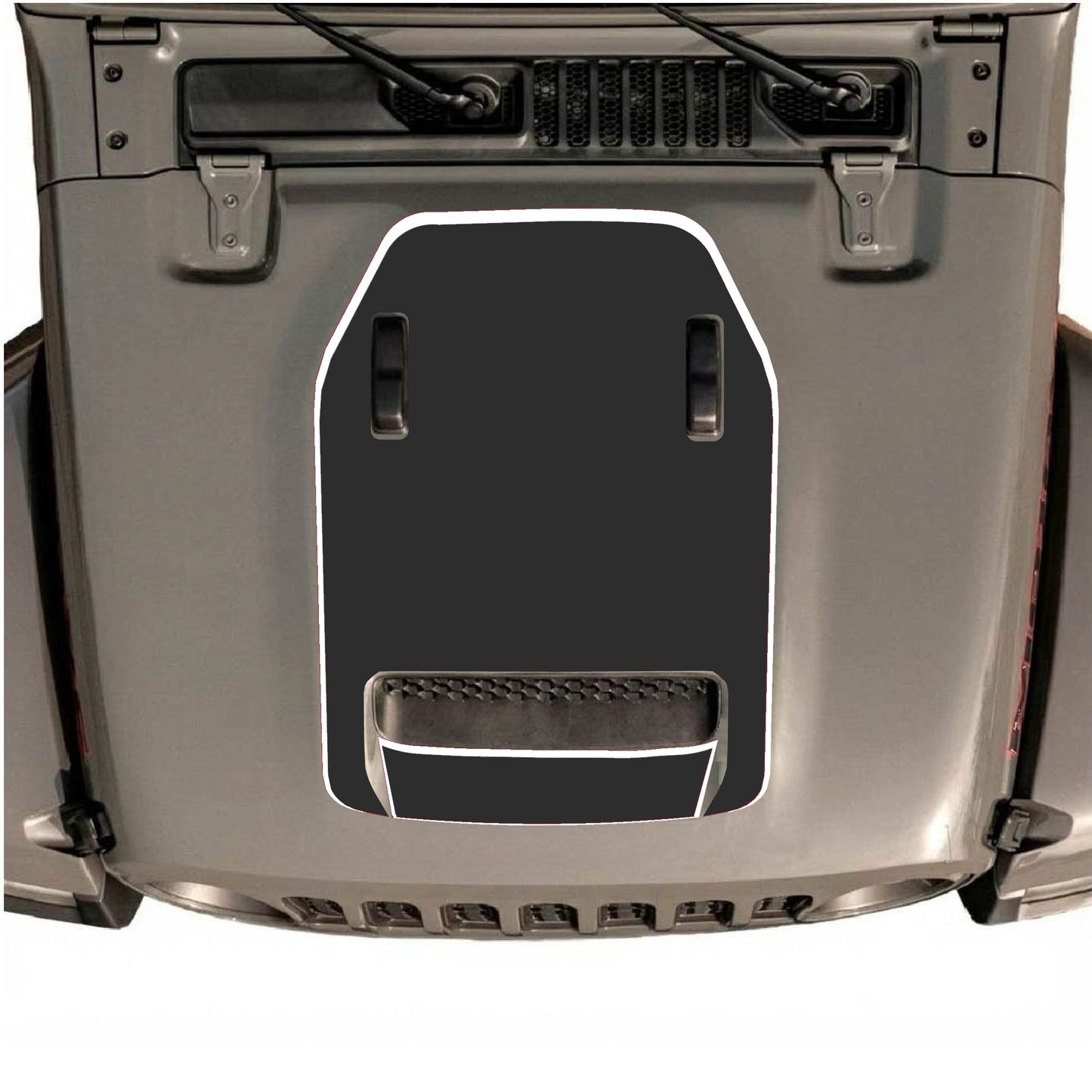 Hood Panel Decal/Sticker - Solid with Border Graphic Decal Graphic Kit - For Jeep JL JLU 392 2018 - Premium Vinyl