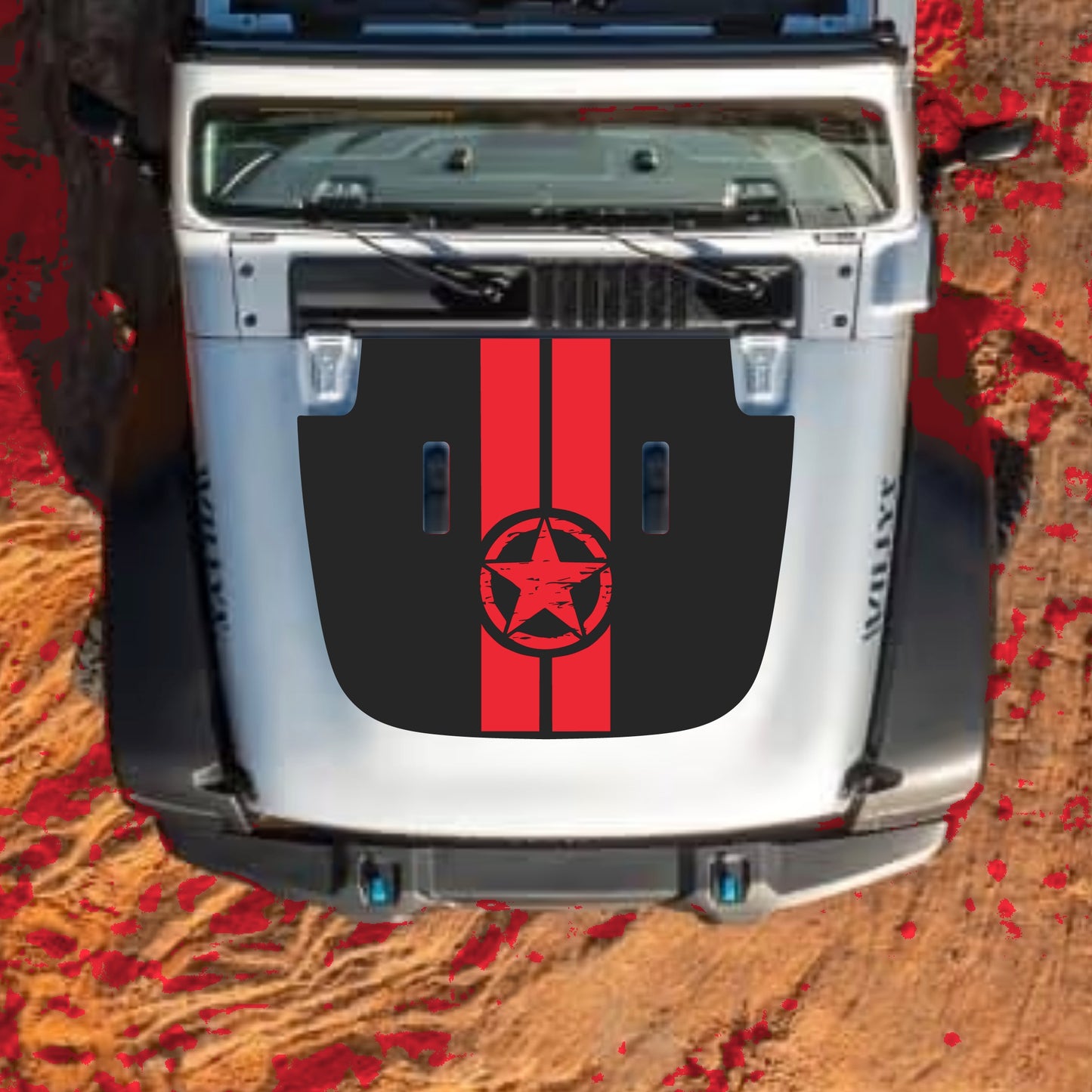Hood Panel Decal/Sticker - Star and Stripes Graphic Decal Graphic Kit - For Jeep JL JLU Sahara 2018-2025 - Premium Vinyl