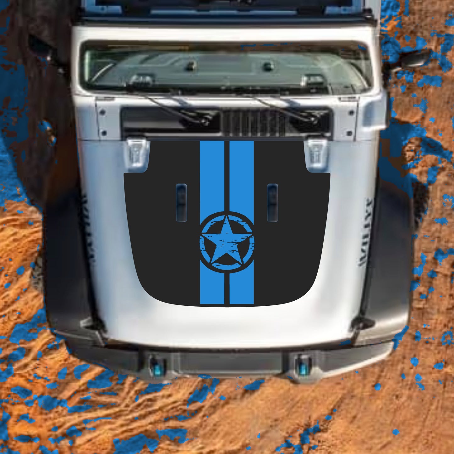 Hood Panel Decal/Sticker - Star and Stripes Graphic Decal Graphic Kit - For Jeep JL JLU Sahara 2018-2025 - Premium Vinyl