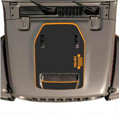 Hood Panel Decal/Sticker - 1941 Right Side Grill with Border Graphic Decal Graphic Kit - For Jeep JL JLU 392 2018 - Premium Vinyl