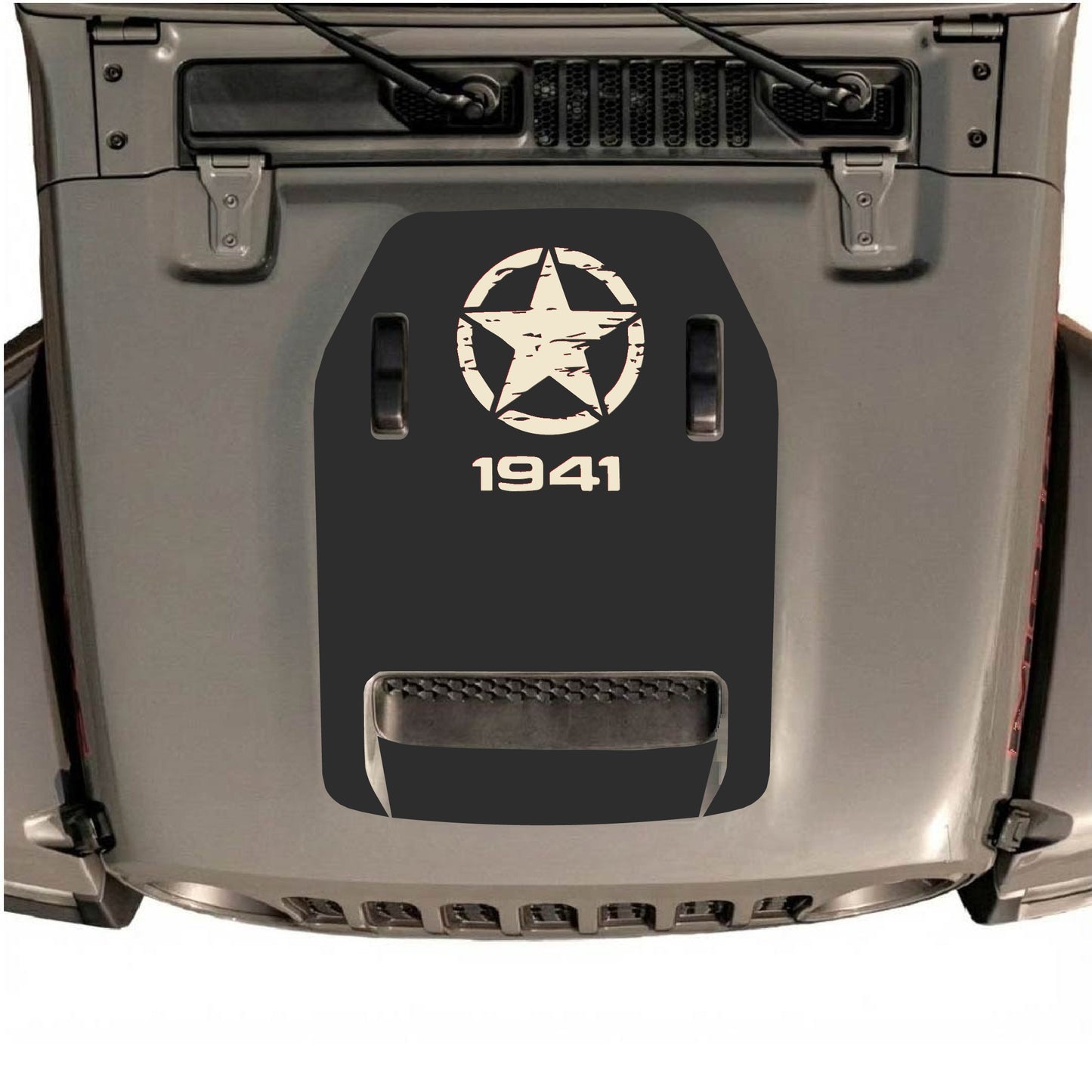 Hood Panel Decal/Sticker - 1941 Top Star Graphic Decal Graphic Kit - For Jeep JL JLU 392 2018 - Premium Vinyl