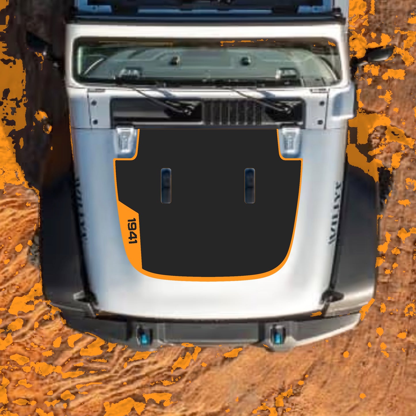 Hood Panel Decal/Sticker - Left Side 1941 with Border Graphic Decal Graphic Kit - For Jeep JL JLU Sahara 2018-2025 - Premium Vinyl