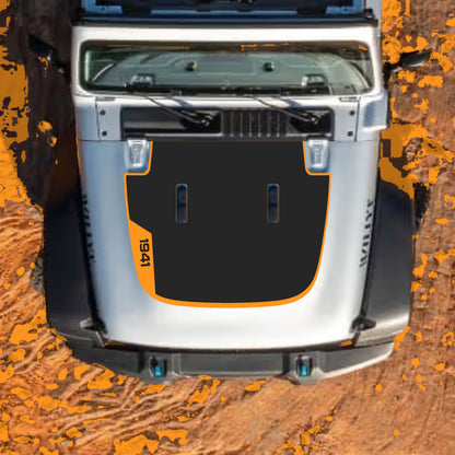 Hood Panel Decal/Sticker - Left Side 1941 with Border Graphic Decal Graphic Kit - For Jeep JL JLU Sahara 2018-2025 - Premium Vinyl