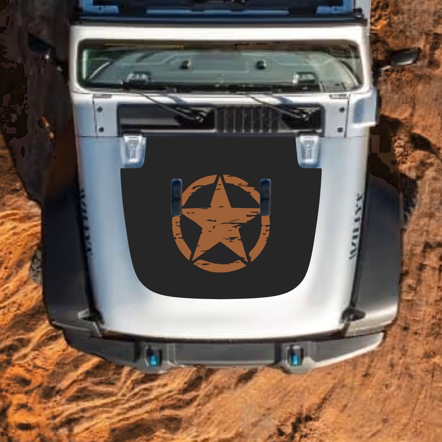 Hood Panel Decal/Sticker - Center Star Graphic Decal Graphic Kit - For Jeep JL JLU Sahara 2018-2025 - Premium Vinyl
