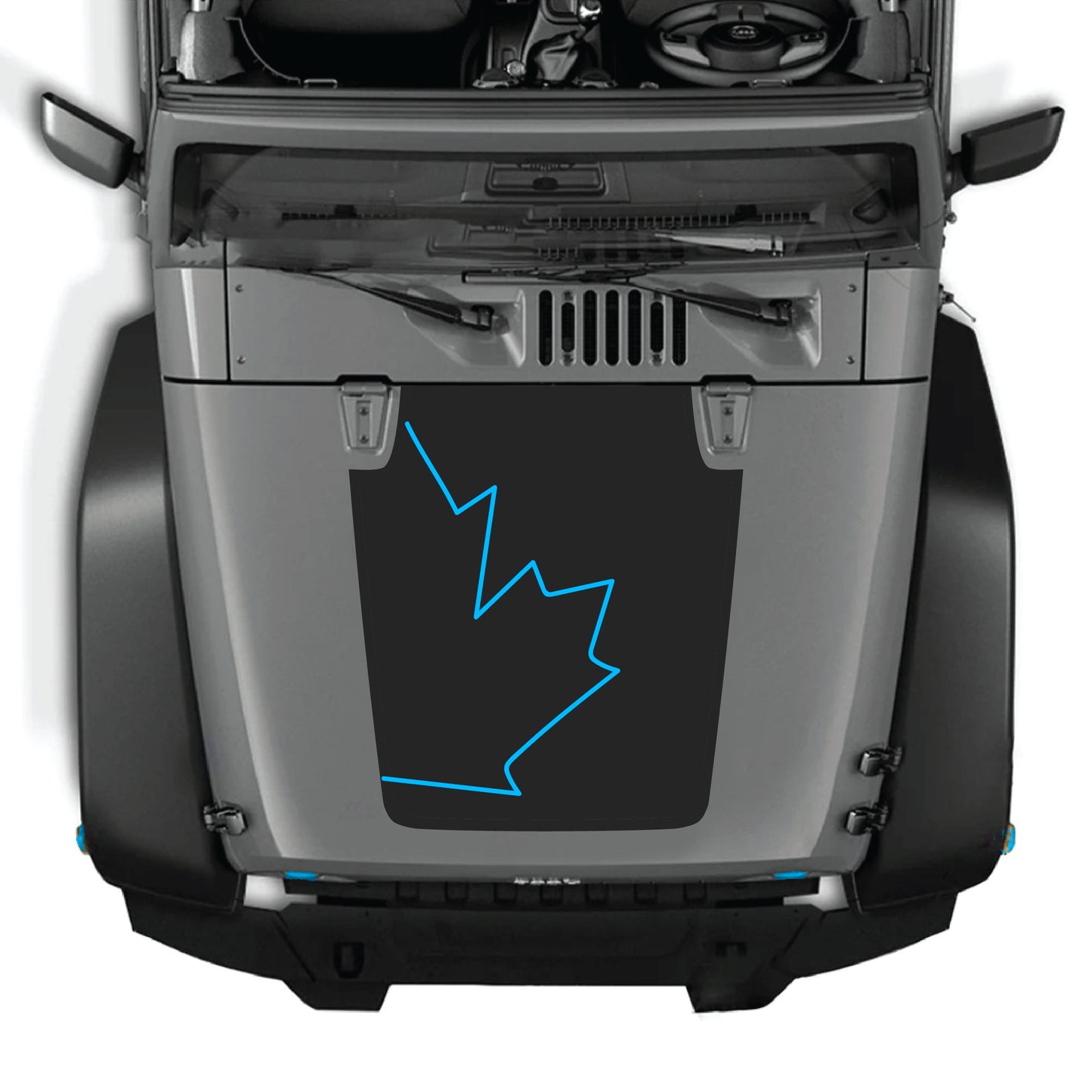 Canada full leaf hood decal sticker for Jeep Wrangler JK JKU, made of premium vinyl with detailed leaf graphic design.