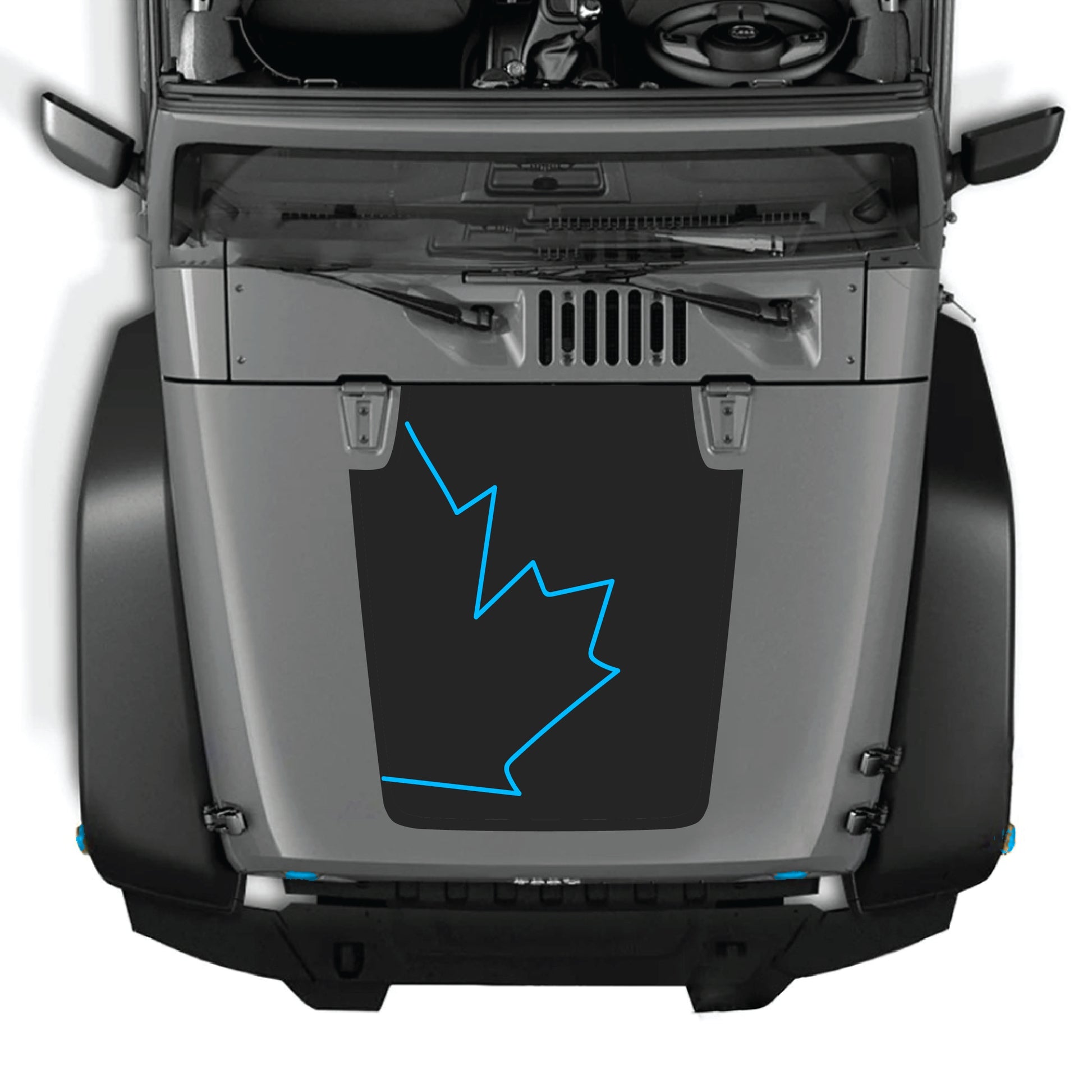 Canada full leaf hood decal sticker for Jeep Wrangler JK JKU, made of premium vinyl with detailed leaf graphic design.