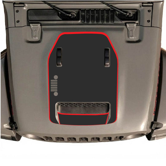 Hood Panel Decal/Sticker - Left Side Grill with Border Graphic Decal Graphic Kit - For Jeep JL JLU 392 2018 - Premium Vinyl