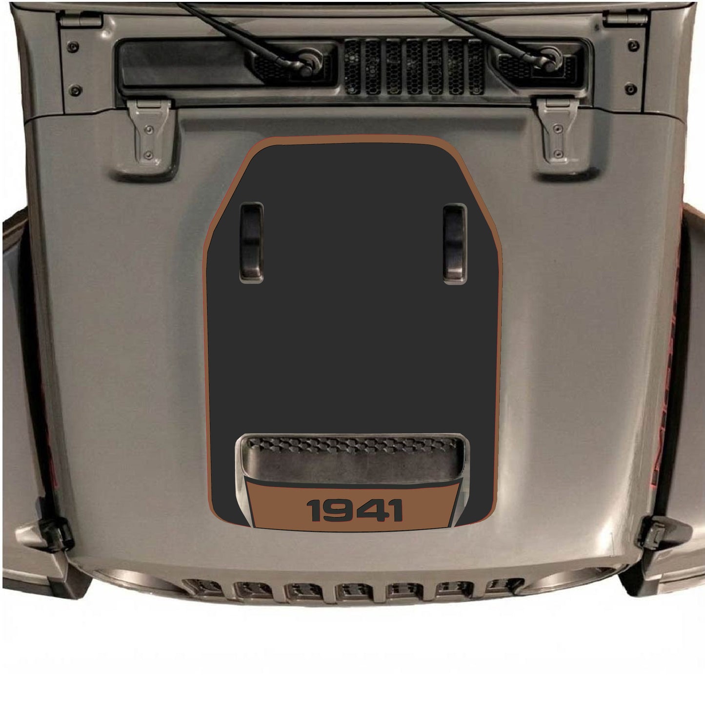 Hood Panel Decal/Sticker - Bottom 1941 with Border Graphic Decal Graphic Kit - For Jeep JL JLU 392 2018 - Premium Vinyl