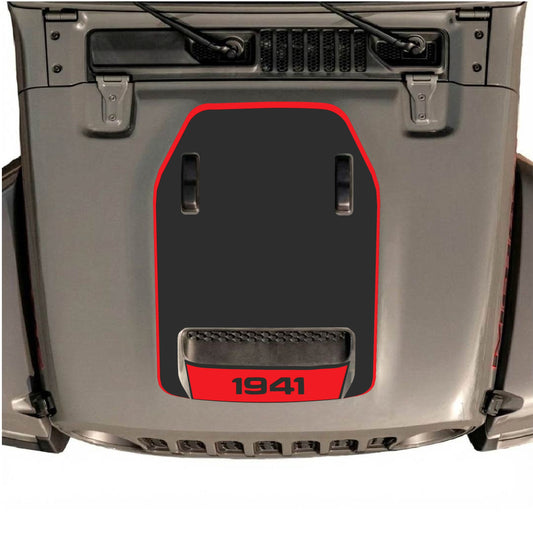 Hood Panel Decal/Sticker - Bottom 1941 with Border Graphic Decal Graphic Kit - For Jeep JL JLU 392 2018 - Premium Vinyl