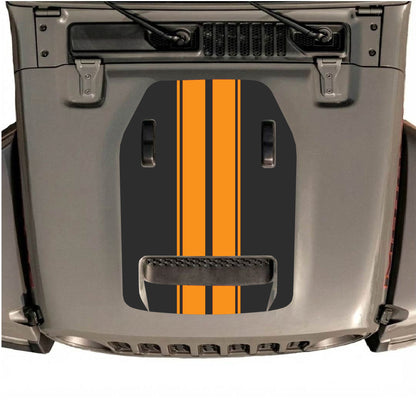 Hood Panel Decal/Sticker - Stripes Graphic Decal Graphic Kit - For Jeep JL JLU 392 2018 - Premium Vinyl
