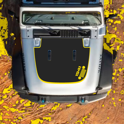 Hood Panel Decal/Sticker - Right Side 1941 Grill with Border Graphic Decal Graphic Kit - For Jeep JL JLU Sahara 2018-2025 - Premium Vinyl