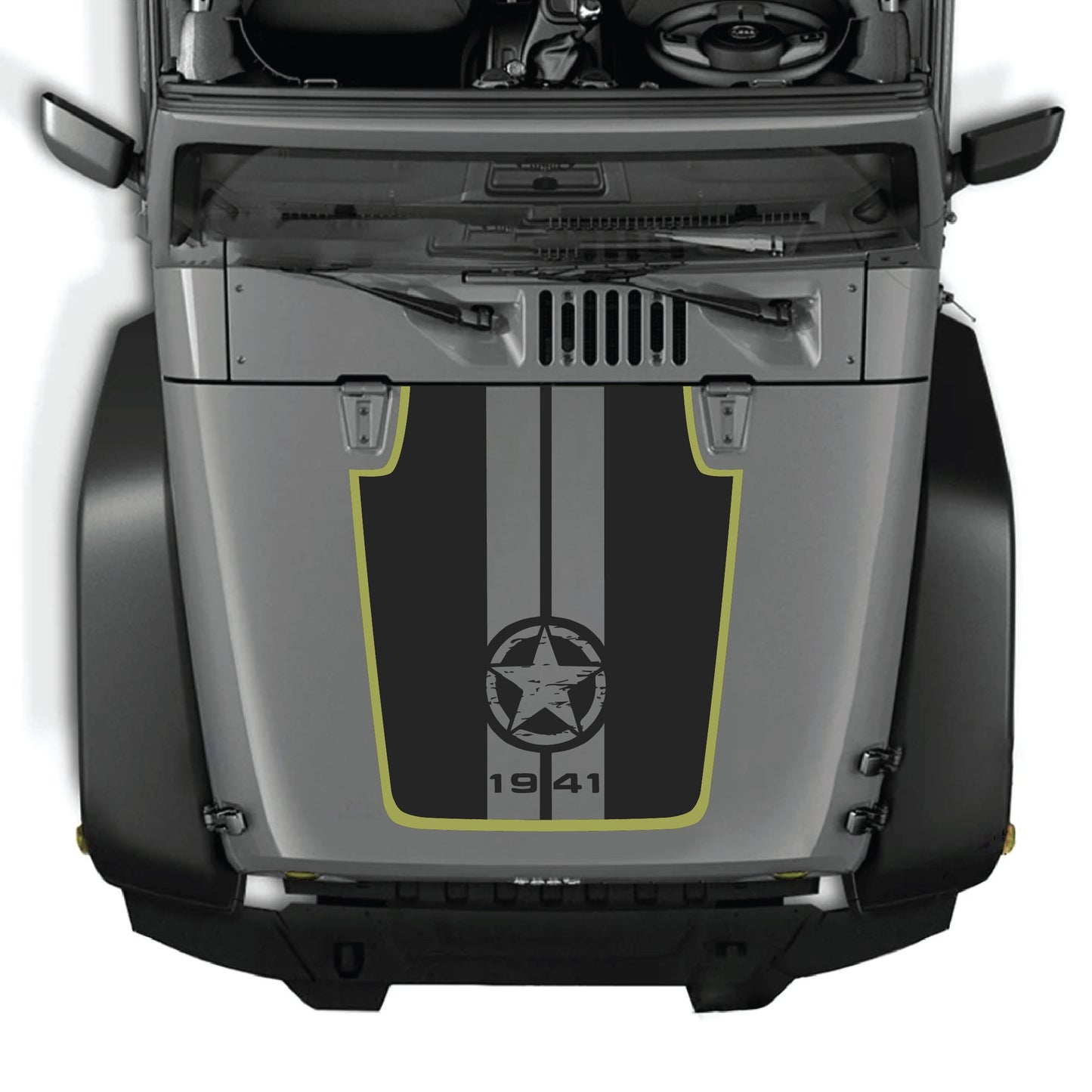 calcomanía para capó del Jeep Wrangler JK con diseño de estrella y franjas, adhesivo premium de vinilo de CarCode, para modelos 2007-2018.