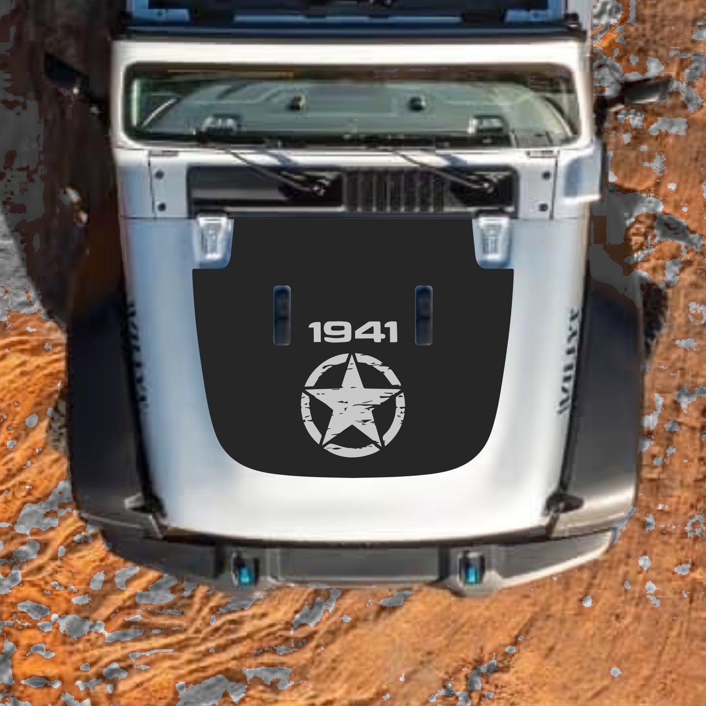 Hood Panel Decal/Sticker - Full Star 1941 Graphic Decal Graphic Kit - For Jeep JL JLU Sahara 2018-2025 - Premium Vinyl