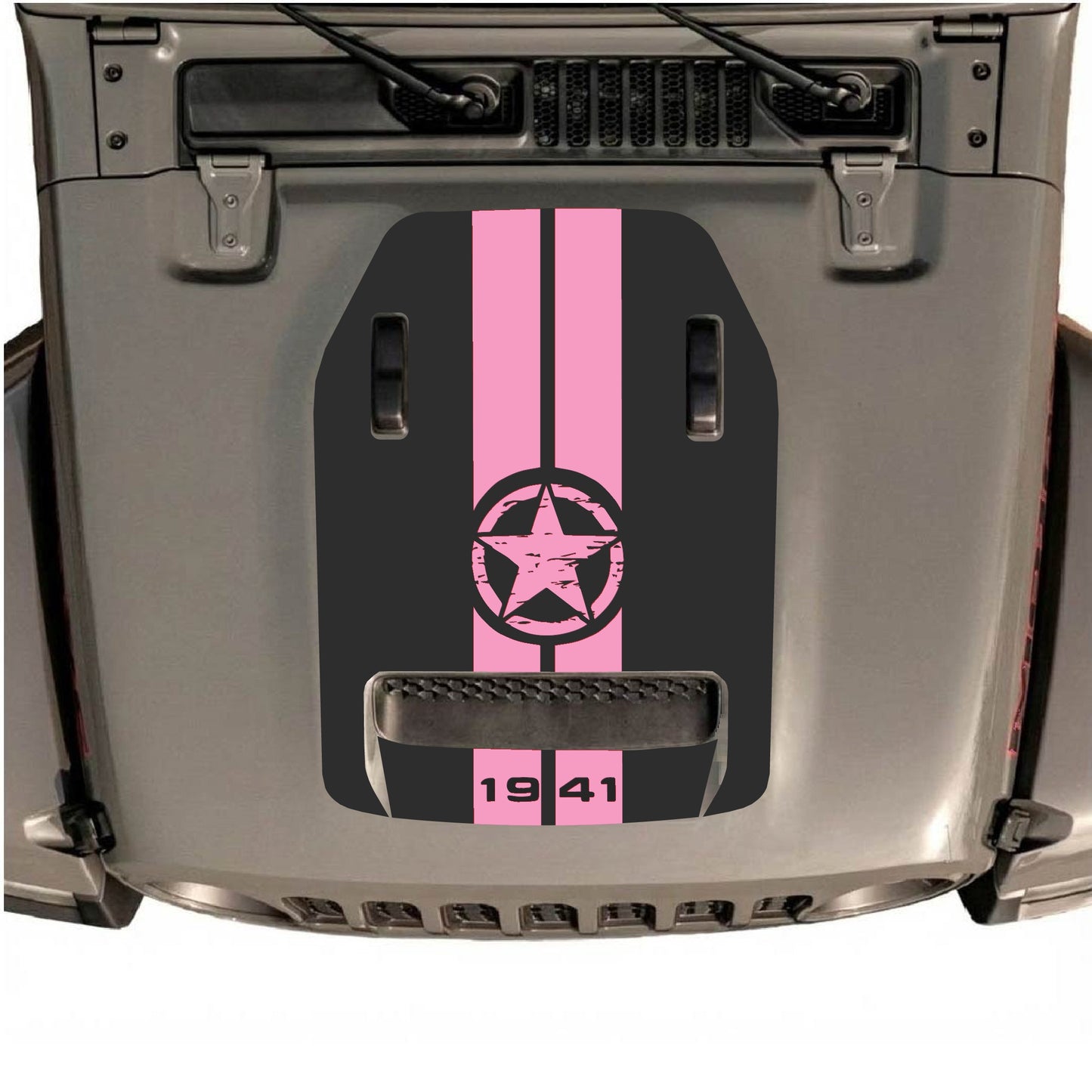 Hood Panel Decal/Sticker - 1941 Star & Stripes Graphic Decal Graphic Kit - For Jeep JL JLU 392 2018 - Premium Vinyl
