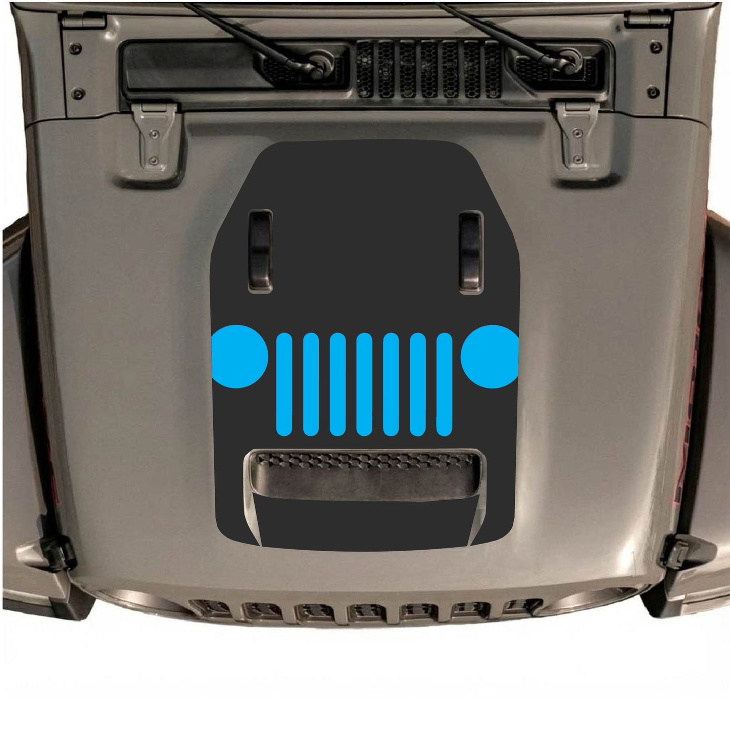 Hood Panel Decal/Sticker - Full Center Grill Graphic Decal Graphic Kit - For Jeep JL JLU 392 2018 - Premium Vinyl
