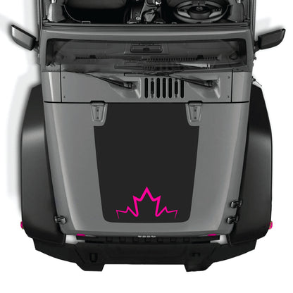 CarCode Canada hood decal graphic kit on Jeep Wrangler JK JKU 2007-2018, premium vinyl sticker for exterior customization