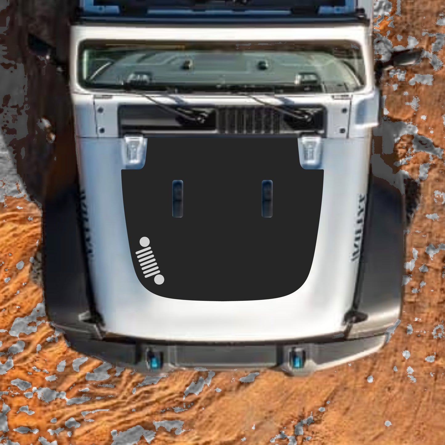 Hood Panel Decal/Sticker - Left Side Grill Graphic Decal Graphic Kit - For Jeep JL JLU Sahara 2018-2025 - Premium Vinyl