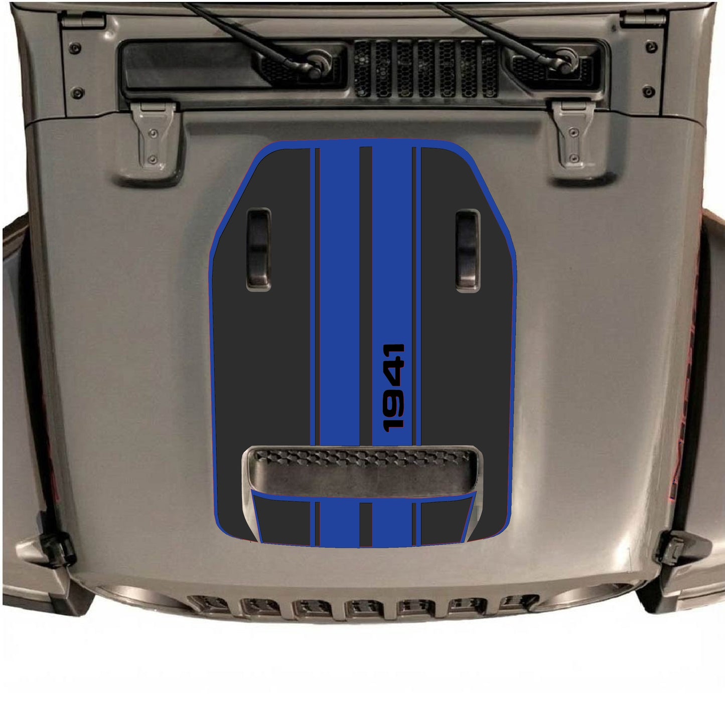 Hood Panel Decal/Sticker - 1941 Stripes with Border Graphic Decal Graphic Kit - For Jeep JL JLU 392 2018 - Premium Vinyl