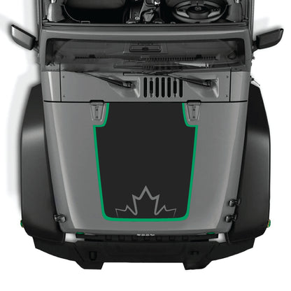 calcomanía decorativa CarCode Canada para el capó de Jeep Wrangler JK JKU 2007-2018, kit gráfico premium de vinilo para el capó del vehículo