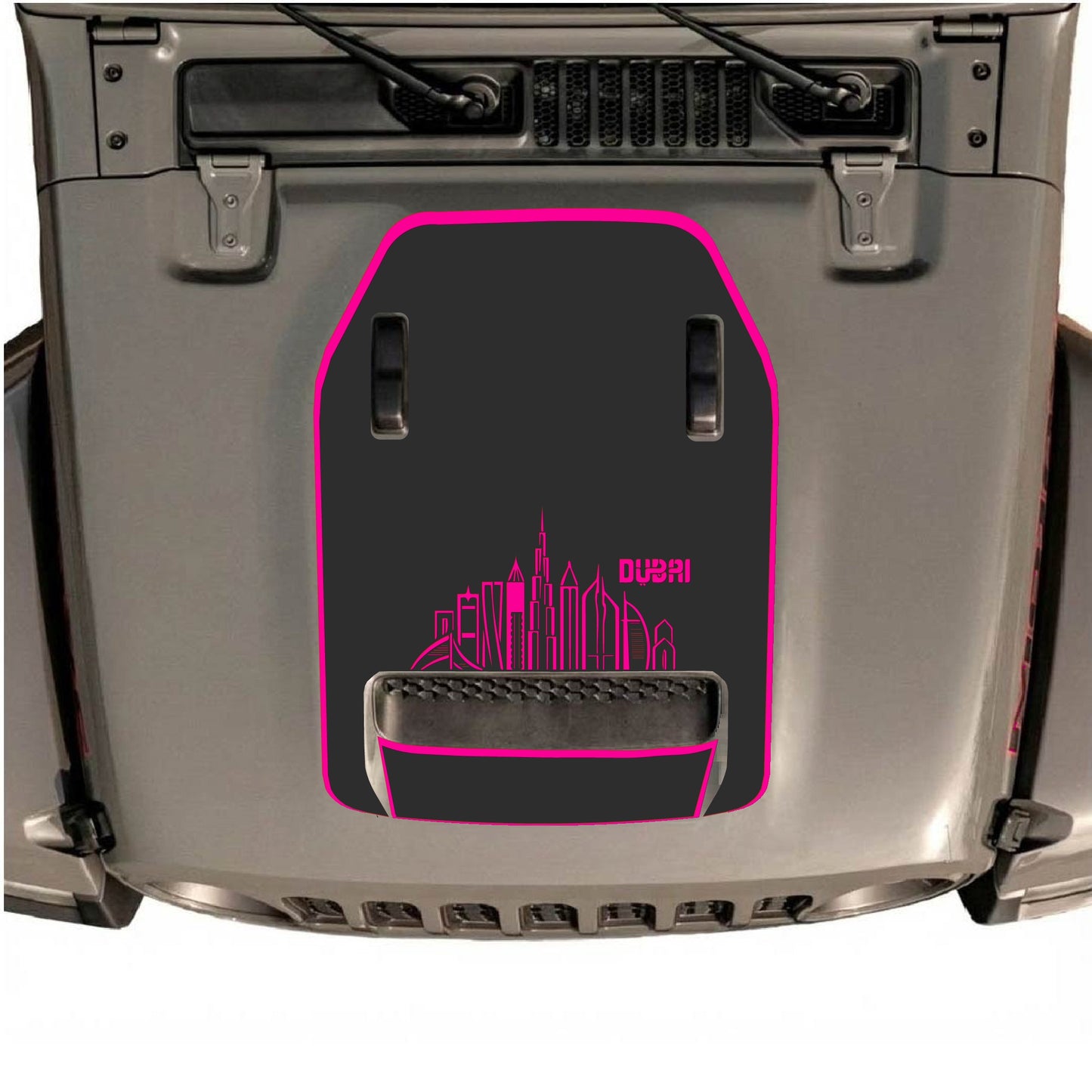 Hood Panel Decal/Sticker - Dubai Style with Border Graphic Decal Graphic Kit - For Jeep JL JLU 392 2018 - Premium Vinyl