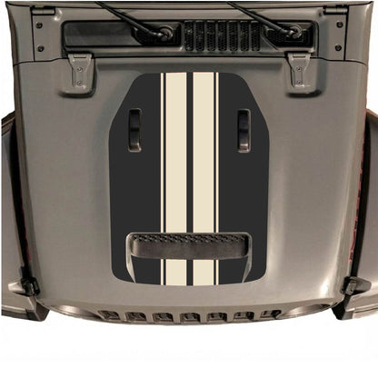 Hood Panel Decal/Sticker - Stripes Graphic Decal Graphic Kit - For Jeep JL JLU 392 2018 - Premium Vinyl